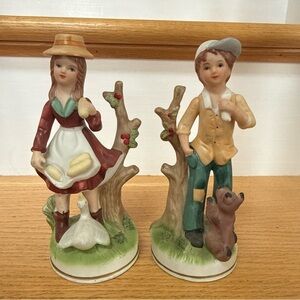 Vintage Boy And Girl Porcelain  Figurine Set Made In Korea